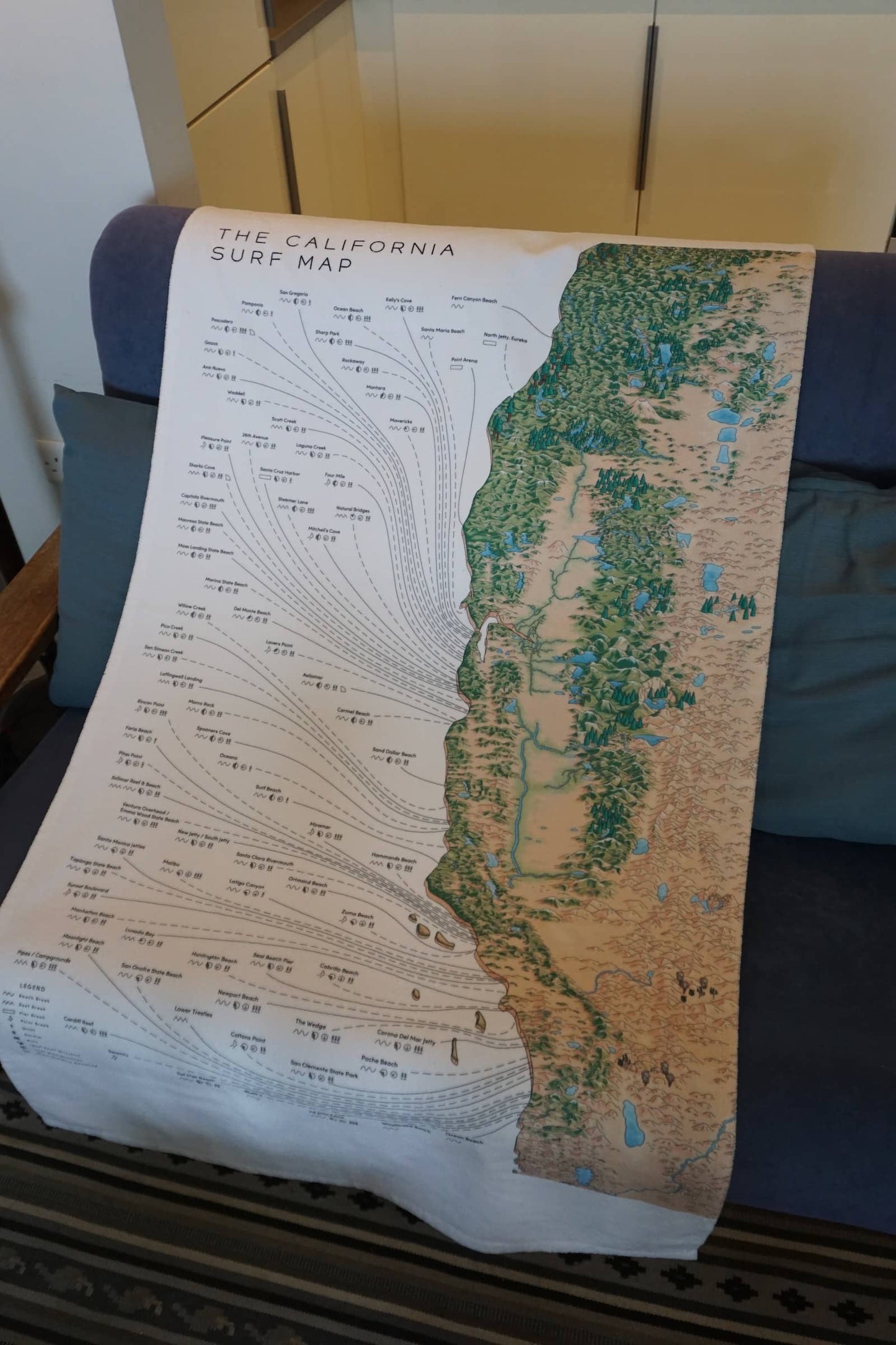 The California Surf Map Beach Towel
