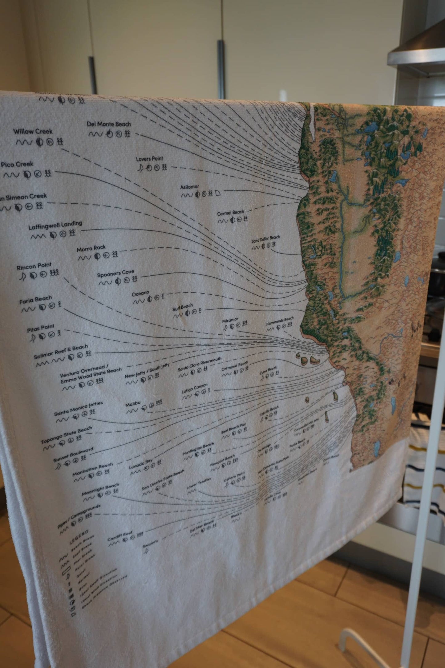 The California Surf Map Beach Towel