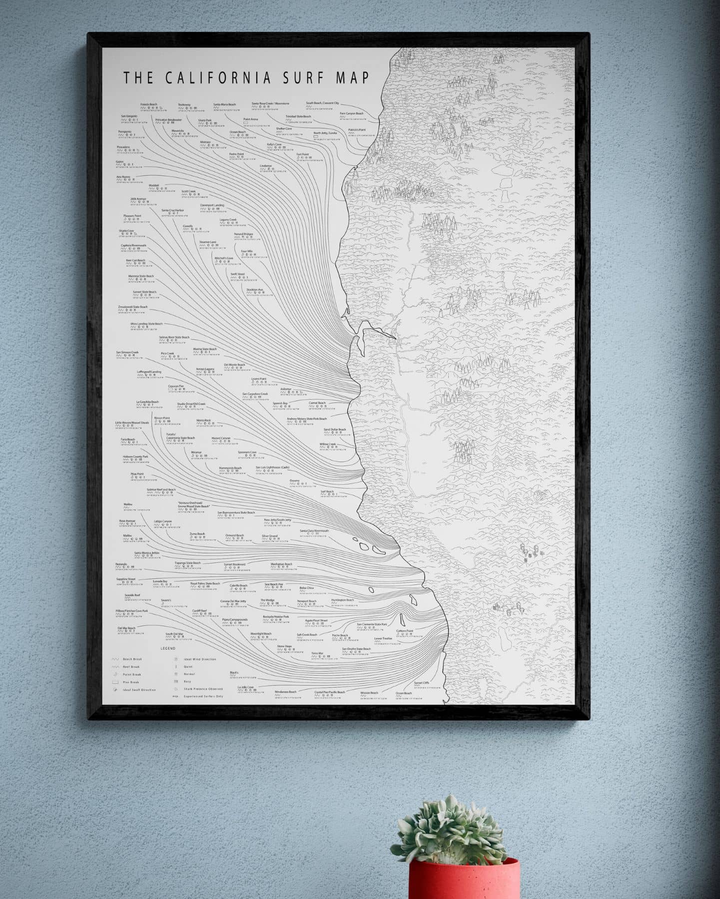 The Minimalist California Surf Map