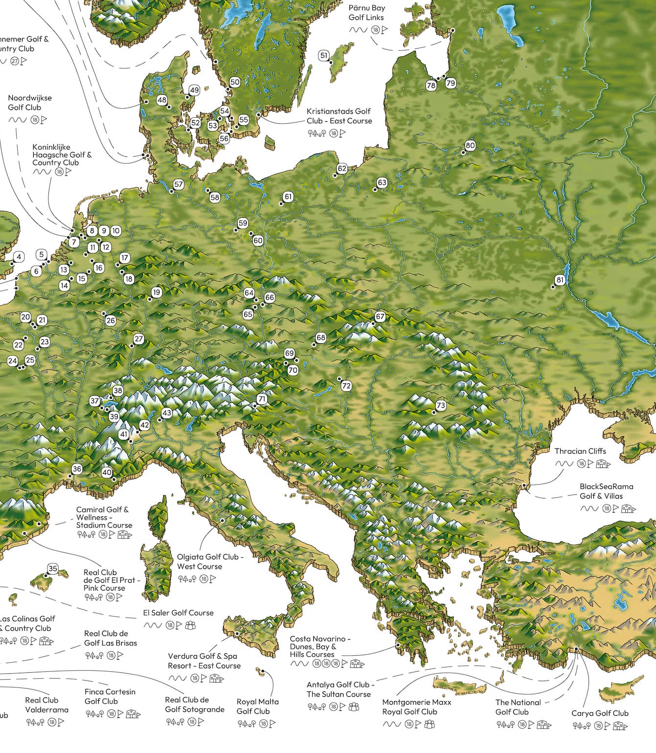 The European Golf Map