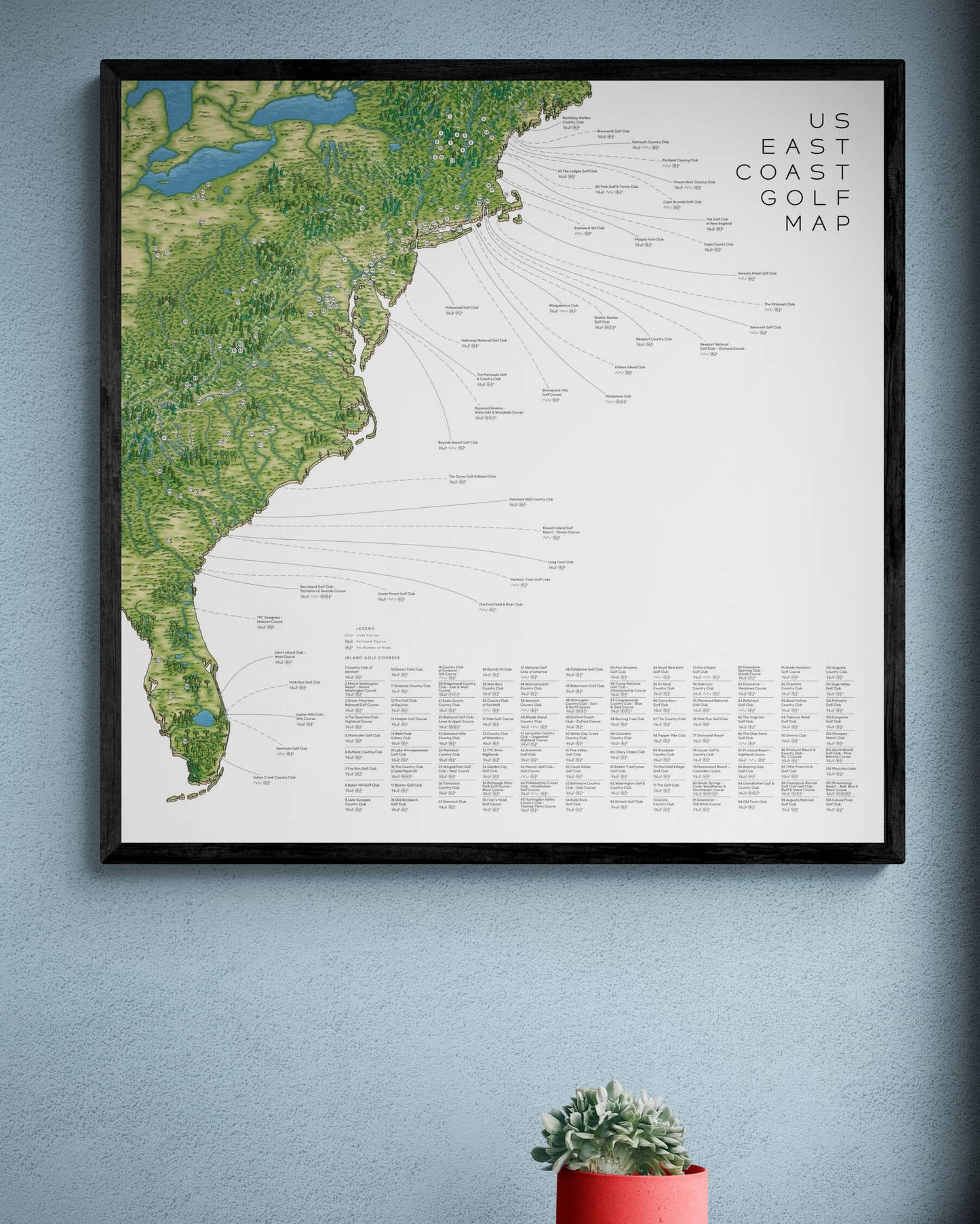 The US East Coast Golf Map