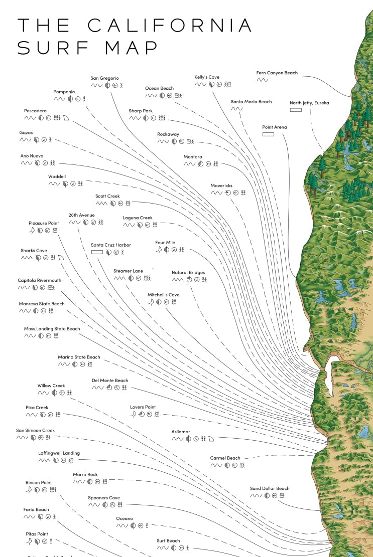 The California Surf Map Beach Towel