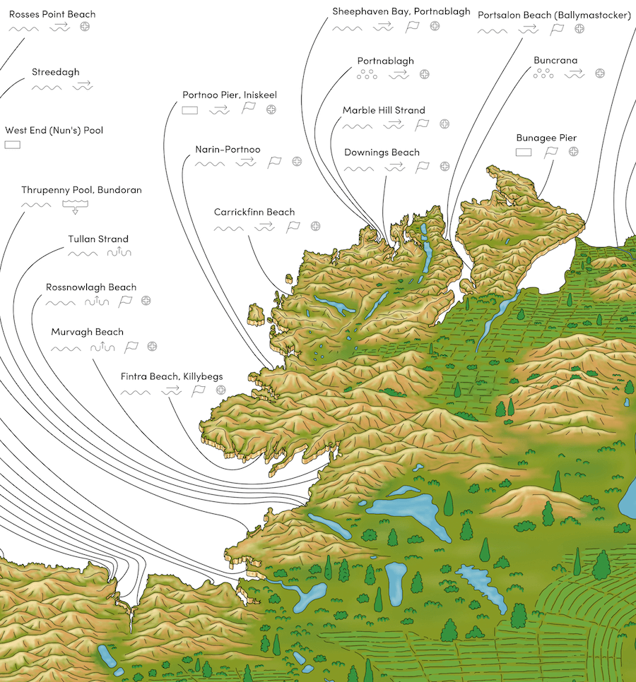 The Irish Sea Swim Map Beach Towel