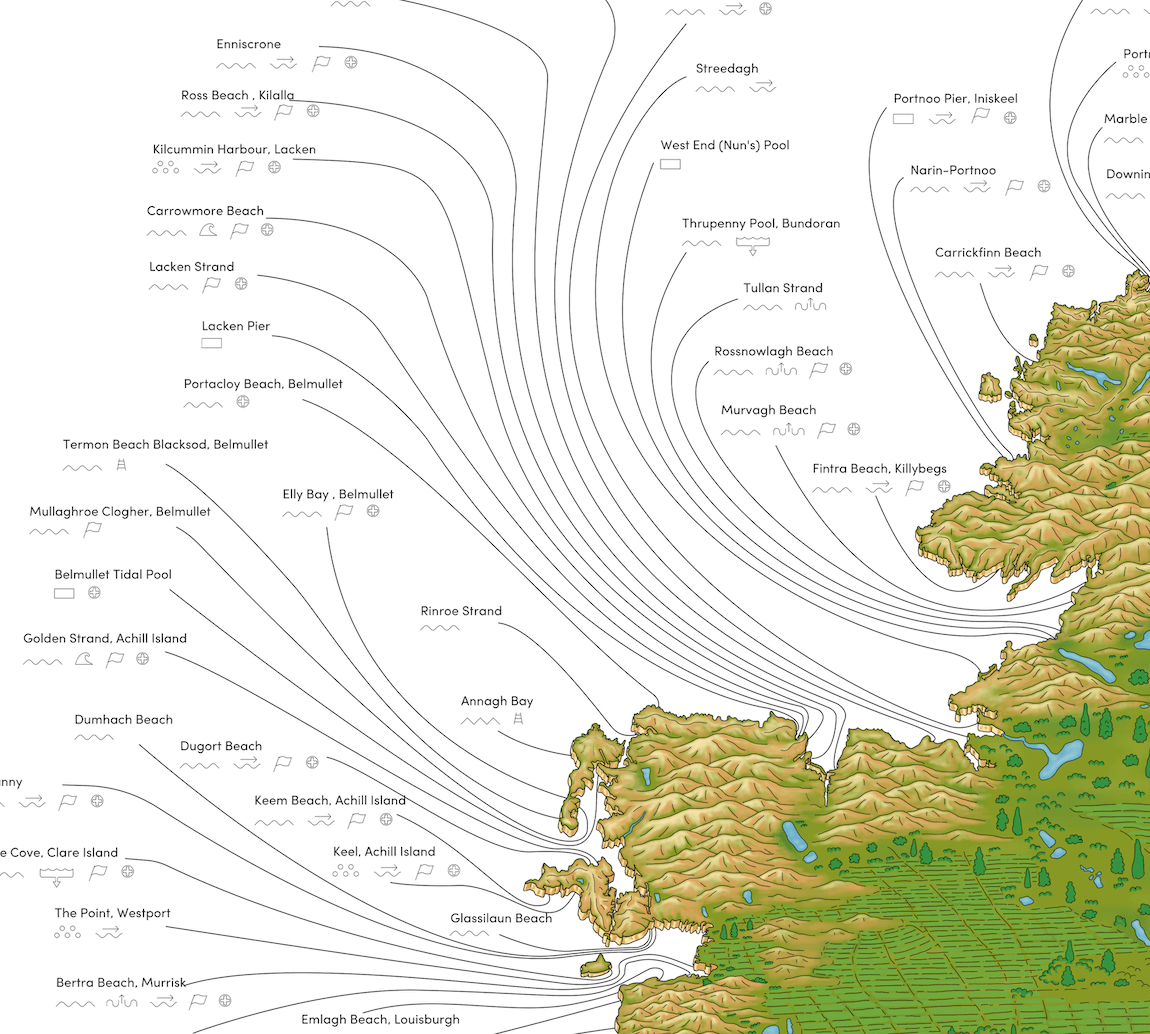 The Irish Sea Swim Map Beach Towel