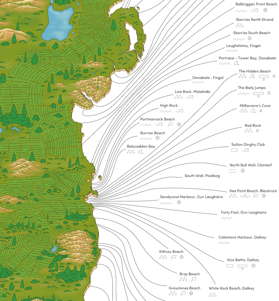 The Irish Sea Swim Map Beach Towel