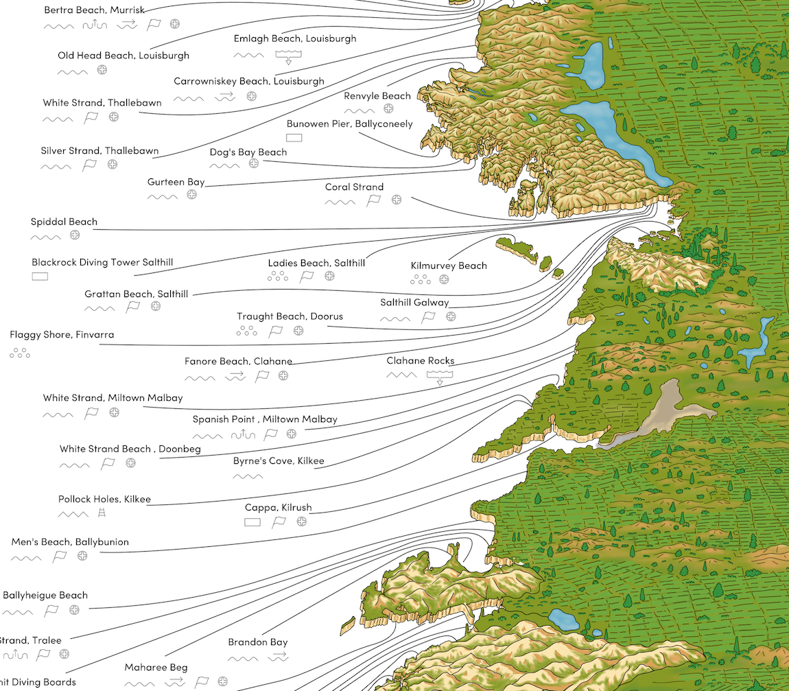 The Irish Sea Swim Map Beach Towel