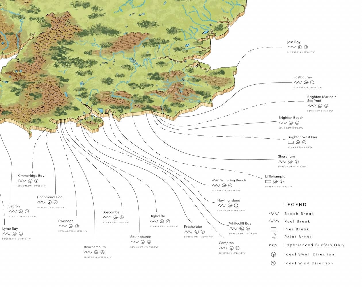 The British Surf Map Beach Towel