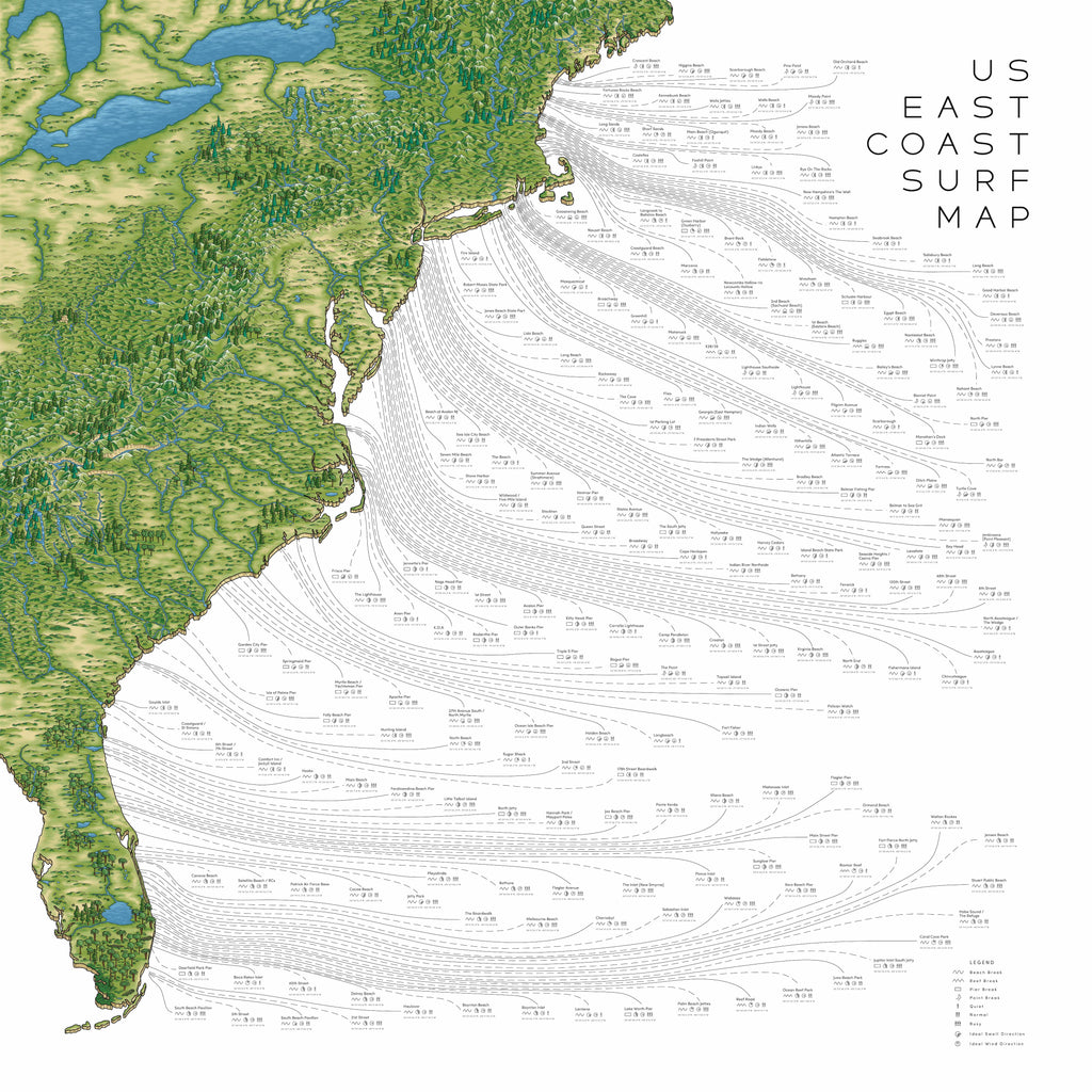 The US East Coast Surf Map